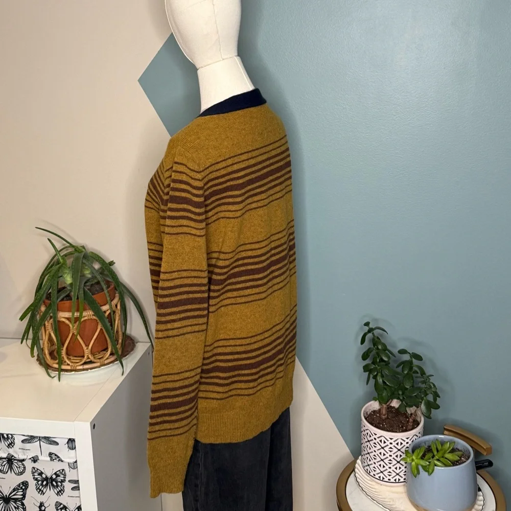 Wendi Reed 100% Lambswool Striped Cardigan Boutique Designer Knit Sweater M - Picture 3 of 11